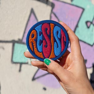 Retro Resist Embroidered Patch: Activist Iron-On Applique