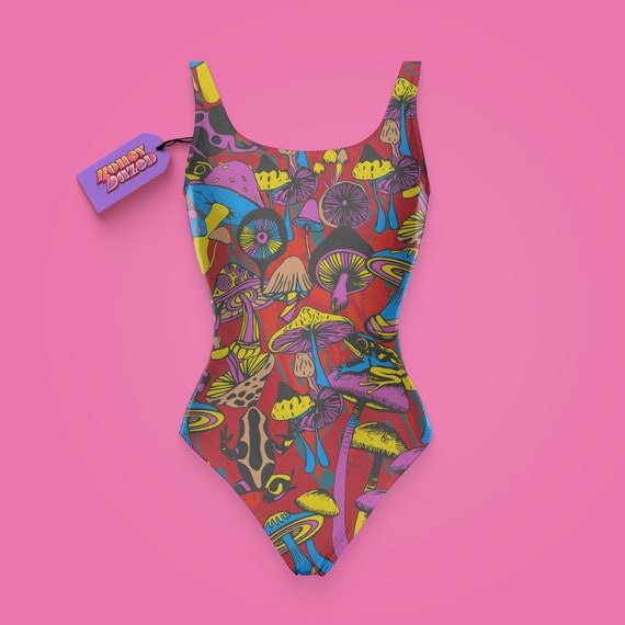 Magic Mushrooms Psychedelic One piece Swimsuit Retro Hippie Swimsuit Summer Festival Swimwear Cute Swimsuit Cottagecore Swimsuit Etsy Canada