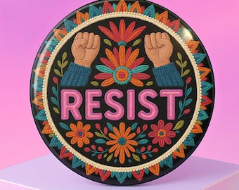 Resist Pinback Button Protest Badge - Activist Punk Rock Accessory for Resistance