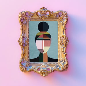 Bauhaus Woman Portrait Giclee Art Print - Mid Century Geometric Wall Decor