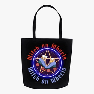 Witches On Wheels Jumbo Roller Skate Tote Bag, Roller Skate Accessory, Reusable Large Canvas Tote, Gift For Roller Skaters