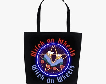 Witches On Wheels Jumbo Roller Skate Tote Bag, Roller Skate Accessory, Reusable Large Canvas Tote, Gift For Roller Skaters