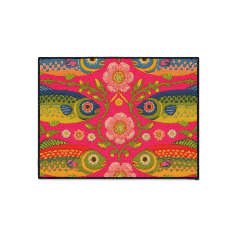 Sardine Doormat Outdoor, Pink Fish Maximalist Rug, Maximalist Fun Kitchen Mat for Dopamine Home image 7