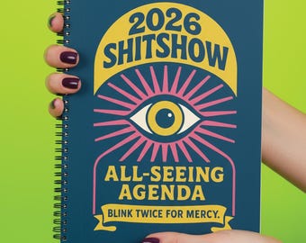 Funny 2026 Planner Hardcover Spiral Agenda - Retro Shitshow Notebook for Snarky Celestial Organization