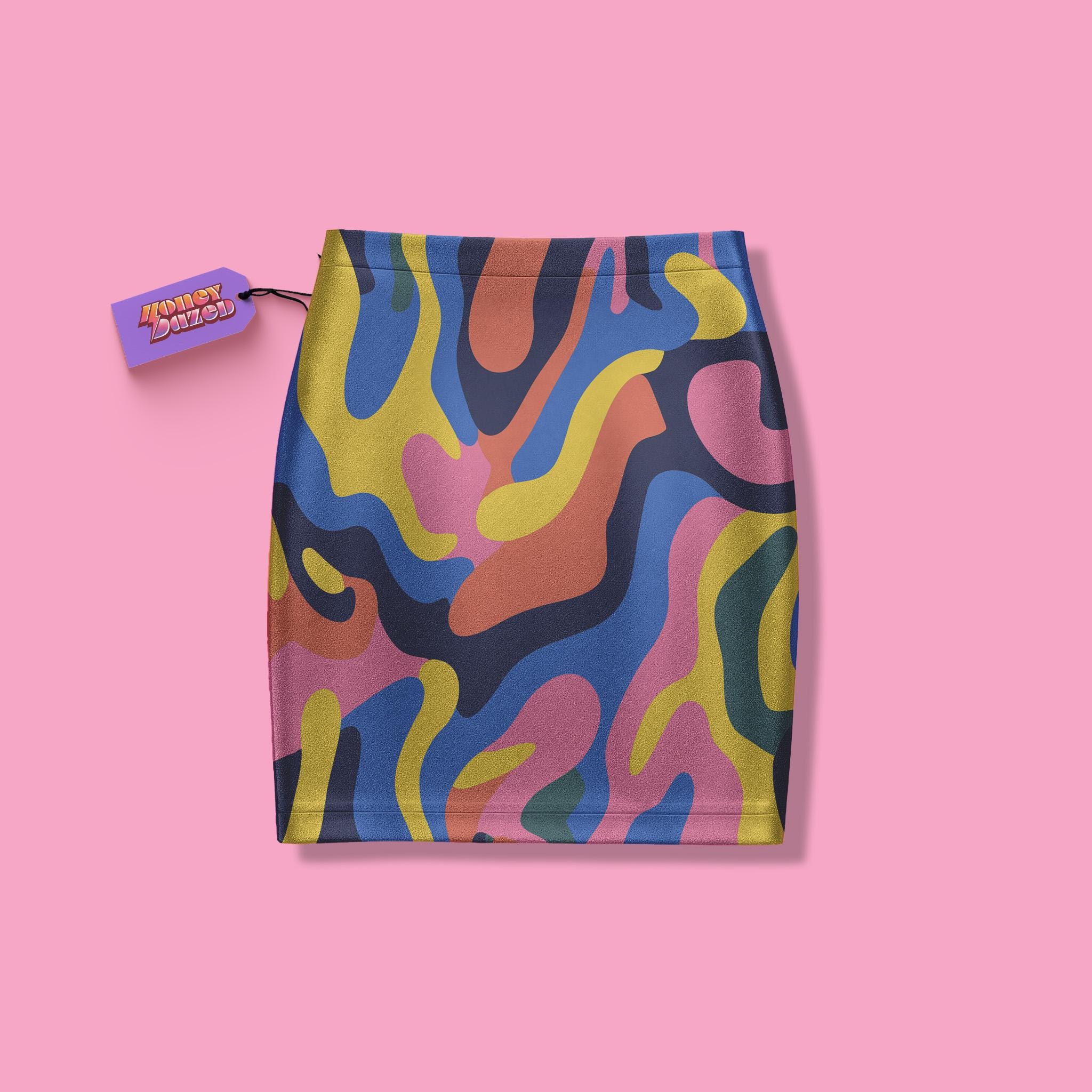 Psychedelic Mini Skirt: Y2K Rave Outfit, Festival Clothing