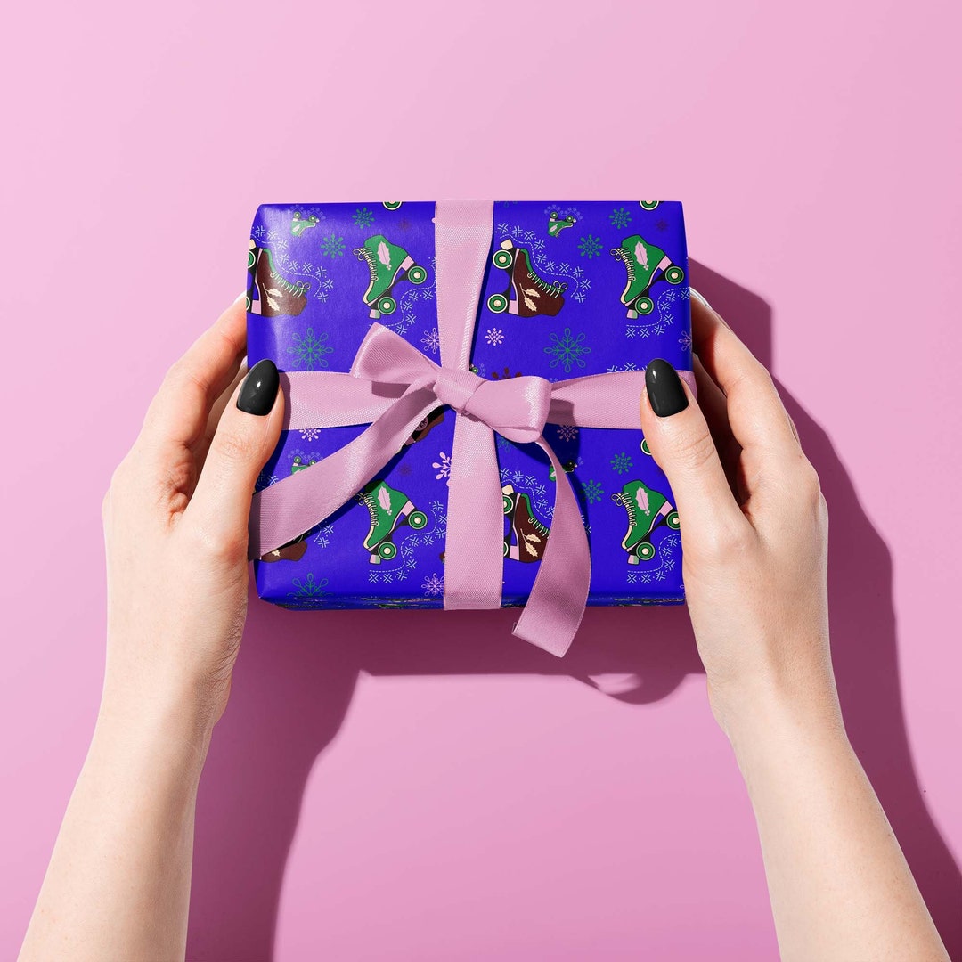 Roller Skate Christmas Wrapping Paper, Skate Christmas, Roller Skate