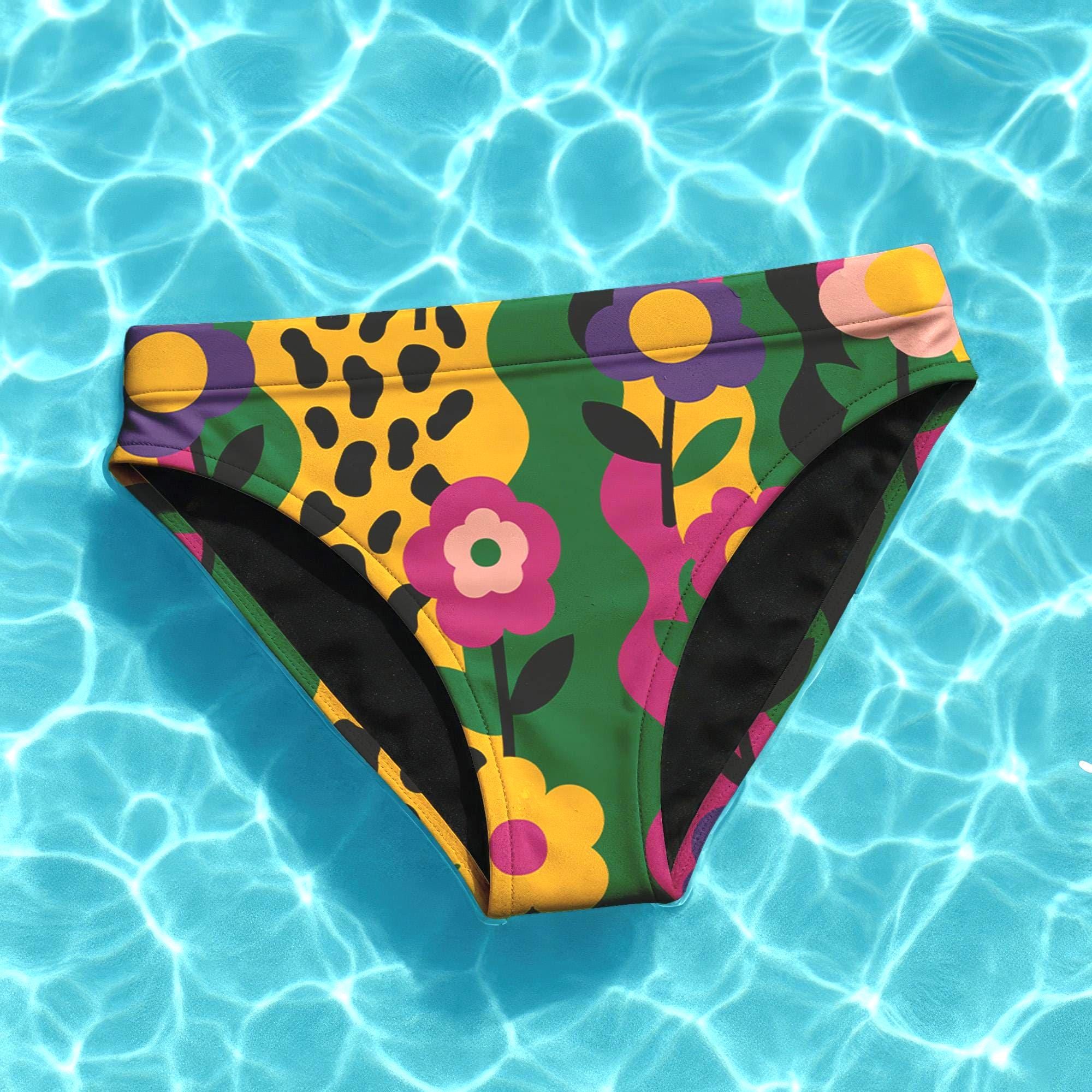 Retro Floral Bikini Bottom for Women, Maximalist Festival Bikini