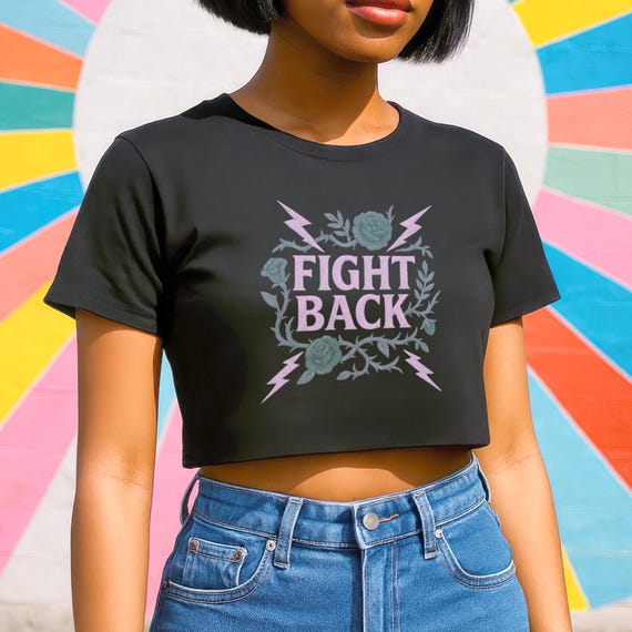 Protest Crop Top, Fight Back Shirt, Pastel Punk Feminist Tee, Resistance Crop Top, Activist Protest Shirt