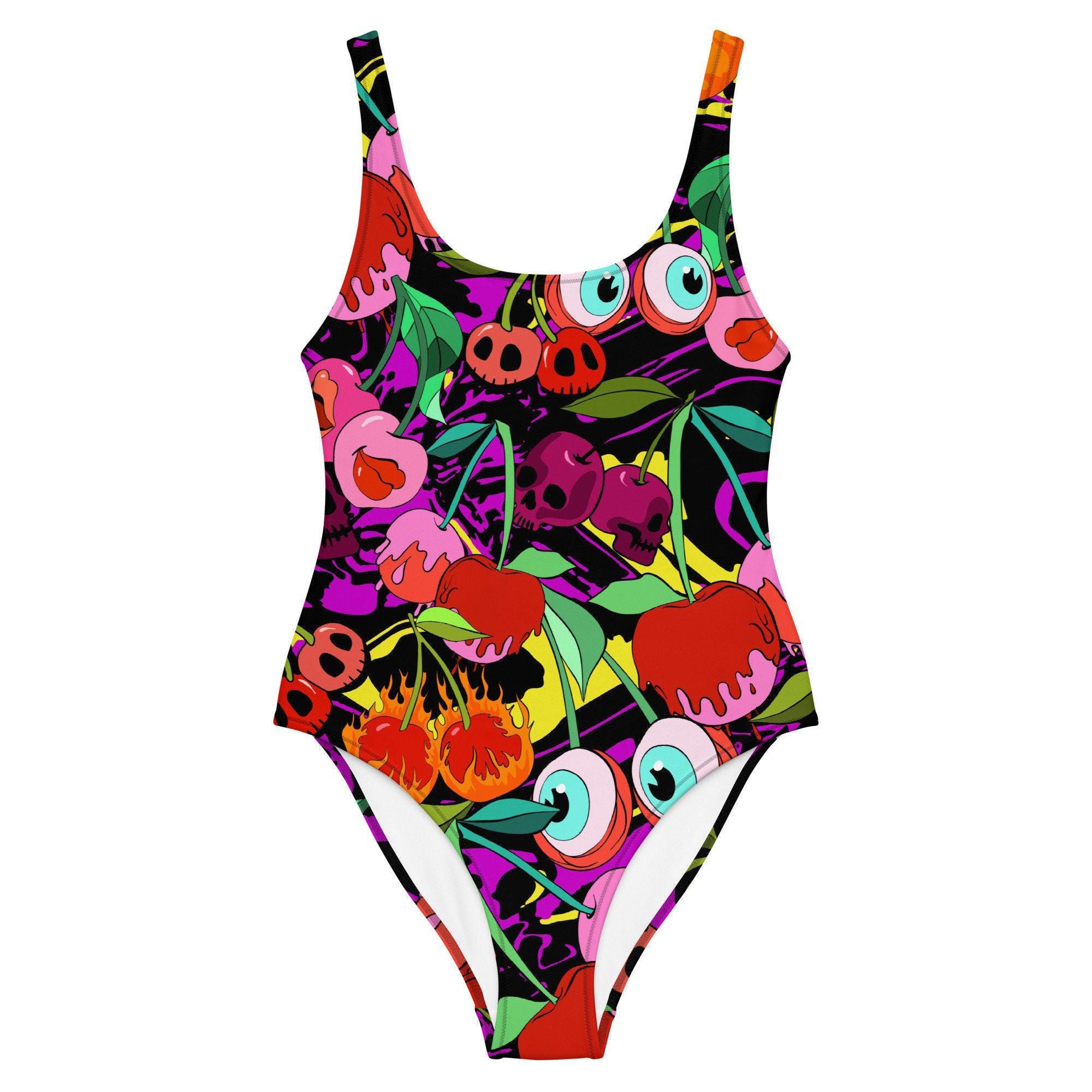 Cherry One-piece Swimsuit: Weirdcore Goth Eyeball Swimwear - Etsy