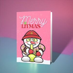 Tarjeta de Navidad para fumetas, regalos para fumetas, bongs navideños, regalo de Navidad para fumetas, tarjetas navideñas divertidas, tarjetas navideñas en caja, tarjeta de muñeco de nieve
