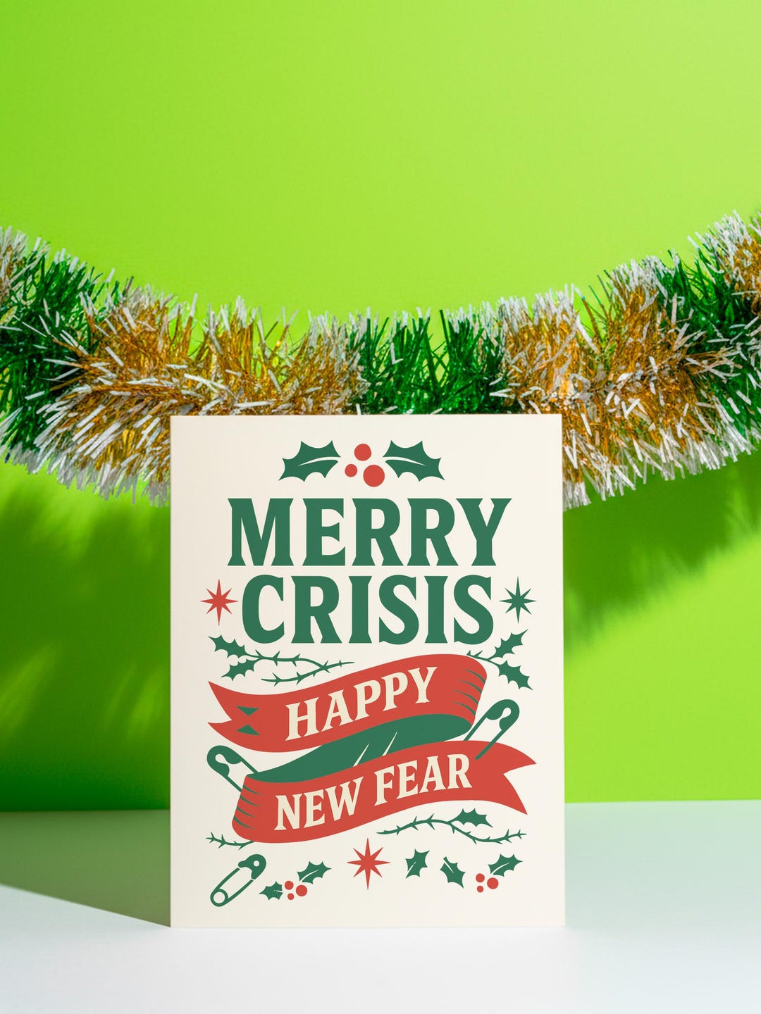 Alternative Holiday Card 'merry Crisis' - Goth Punk Rock 5x7