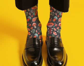 Calcetines con estampado de hongos psicodélicos: calzado funky cottagecore con hongos