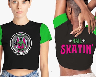 Hail Skatin' Crop Top: Roller Skate Fashion Tee