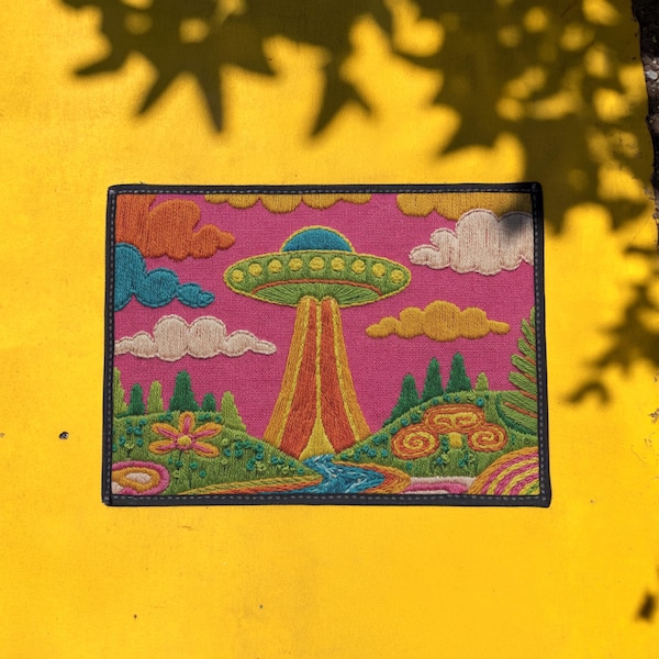 Pink UFO Abduction Doormat – Maximalist Space Lover Entryway Rug
