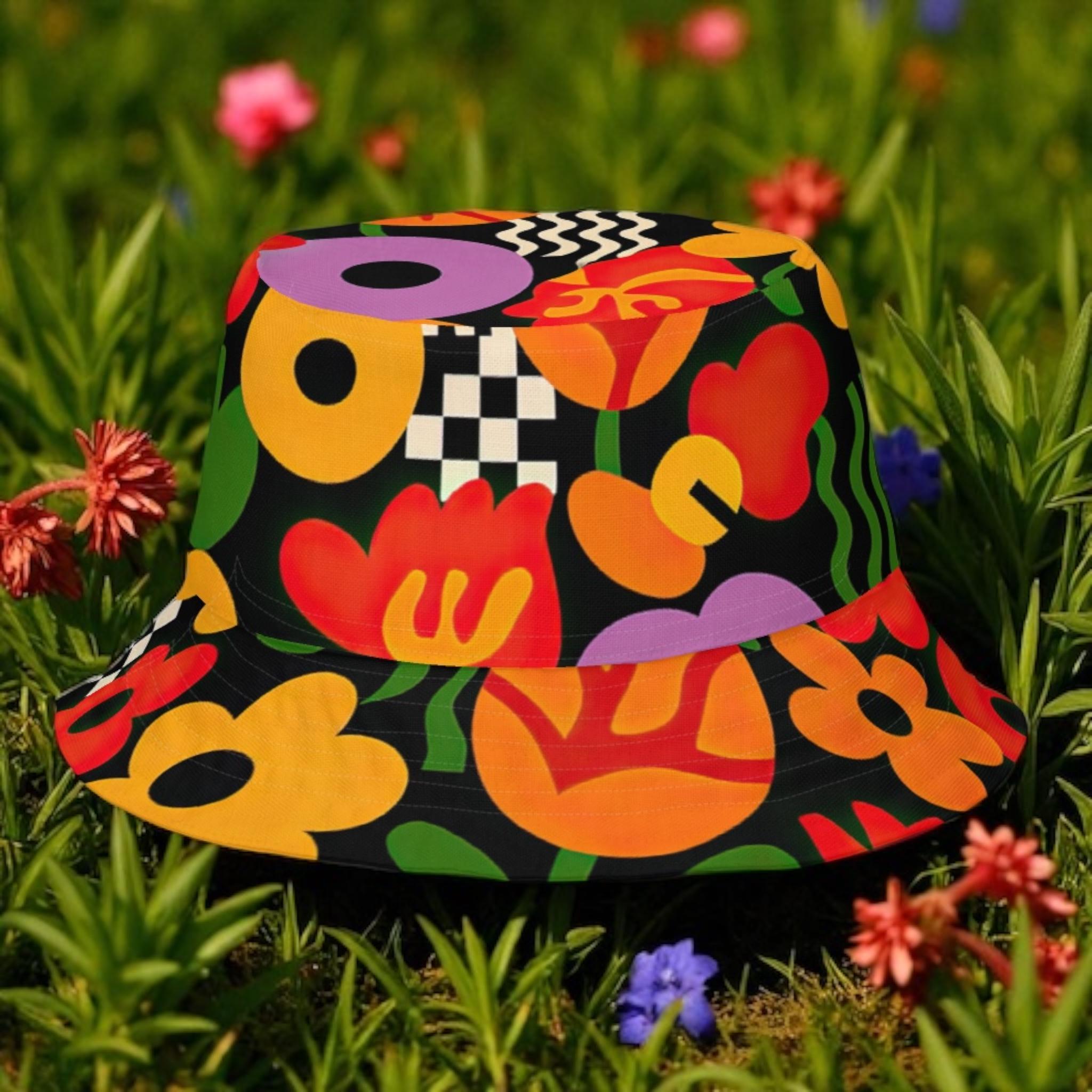 Reversible Bucket Hat: 70s Floral & Y2K Cherry Print - Etsy