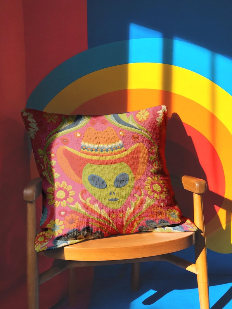 Psychedelic Alien Cowboy Pillow Cover and Space Cowgirl Decor ...