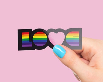 Rainbow LOVE LGBT Premium Vinyl Sticker, Gay Pride,  Die-Cut Laptop Decal