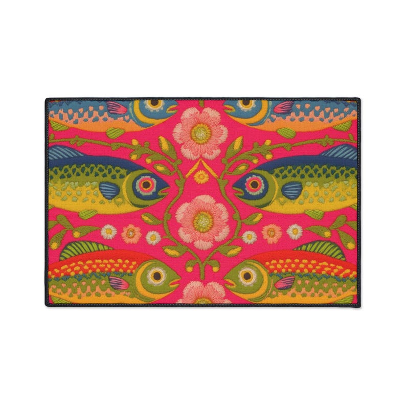 Sardine Doormat Outdoor, Pink Fish Maximalist Rug, Maximalist Fun Kitchen Mat for Dopamine Home image 8