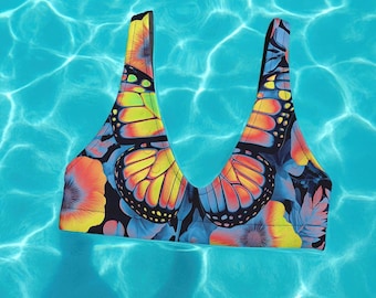 Top bikini a farfalla: stampa psichedelica - Supporto, doppio strato