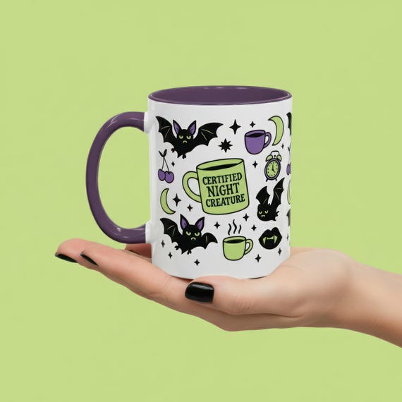 Pastel Goth Bat Mug: Spooky Coffee Cup, Alt Home Decor
