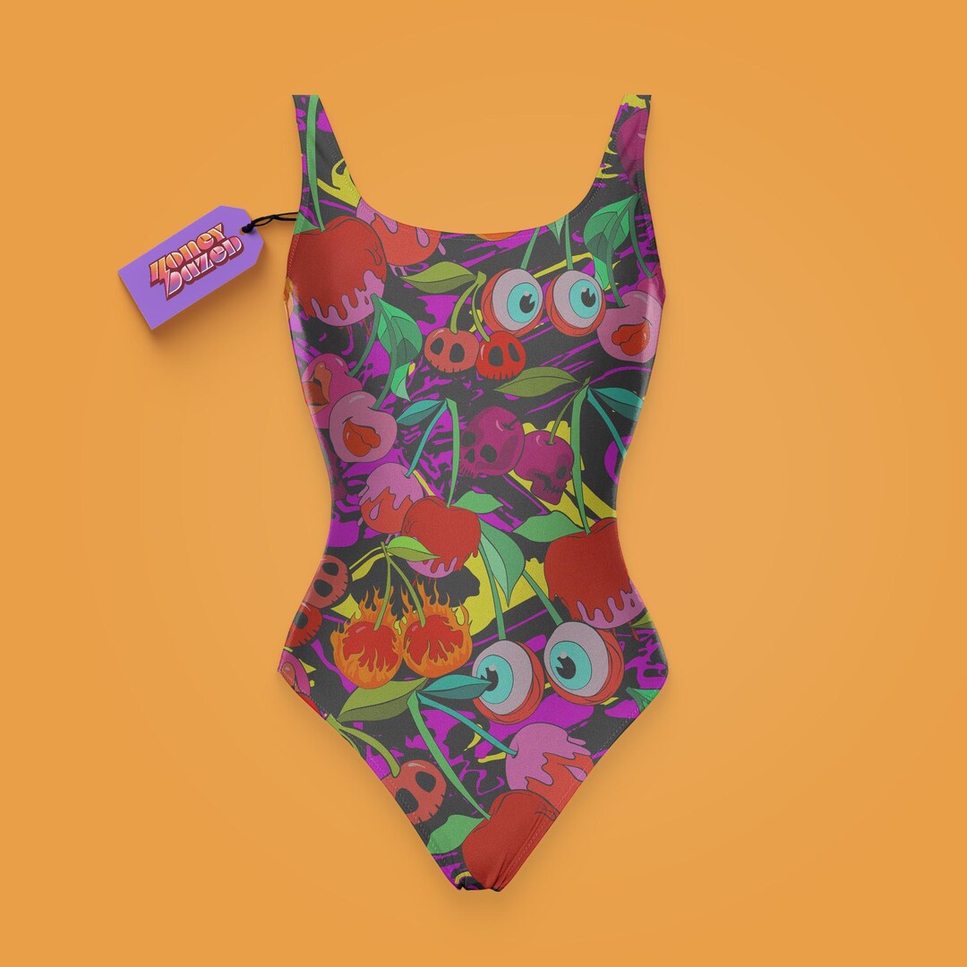 Cherry One-piece Swimsuit: Weirdcore Goth Eyeball Swimwear - Etsy