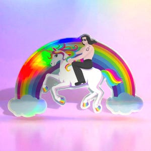 Glenn Danzig Unicorn Rainbow Sticker for Misfits fan: Punk Decal Art for Musicians