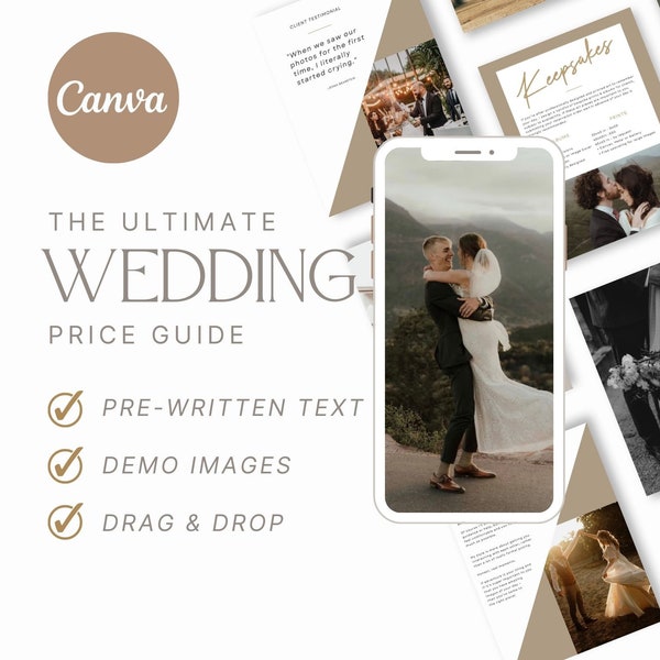 CLASSIC Wedding Photography Canva Template: Editable Price Client Guide, Wedding Photography Pricing Guide, Digital Magazine PDF Brochure