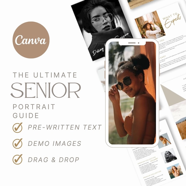 CLASSIC Seniors Photography Canva Template: Editable Price Client Guide, Seniors Photography Pricing Guide, Digital Magazine PDF Brochure