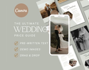 GOLD Wedding Photography Canva Template: Editable Price List Client Guide, Wedding Photography Pricing Guide, Digital Magazine PDF Brochure