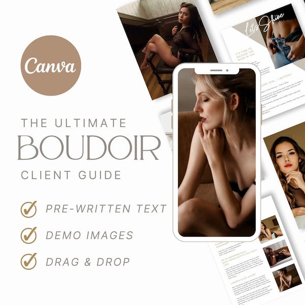 CLASSIC Boudoir Photography Canva Template: Editable Price Client Guide, Boudoir Photography Pricing Guide, Digital Magazine PDF Brochure