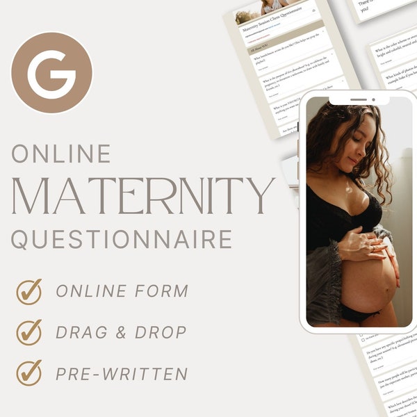 Maternity Photoshoot Questionnaire - Online Form Questionnaire, Drag & Drop Editing, Photography Google Form, Photographer Client Questions
