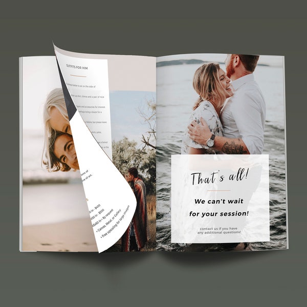 Engagement Style Guide Template, Photography What to Wear Magazine. Photoshop Guidebook, Photographer Marketing Magazine Guide Template