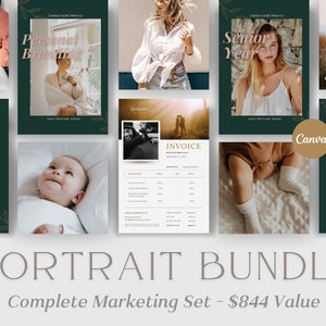 TEAL Portrait Photography Bundle: 20 Piece Portrait Photographer Branding Bundle 844 DOLLAR VALUE Canva Photography Marketing Set image 3