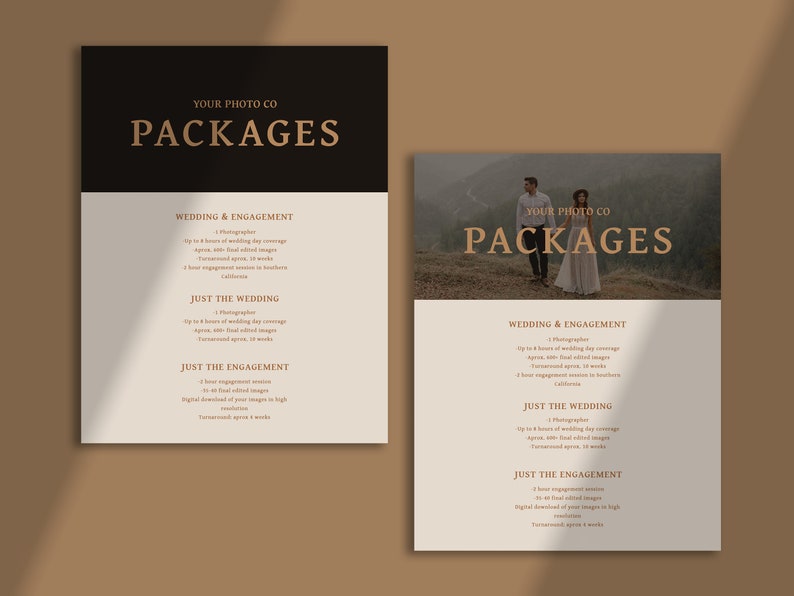 Price List Template For Photographers, Pricing Guide, Price Sheet PDF, Pricing Sheet, Photoshop Template, Photography Price List image 3