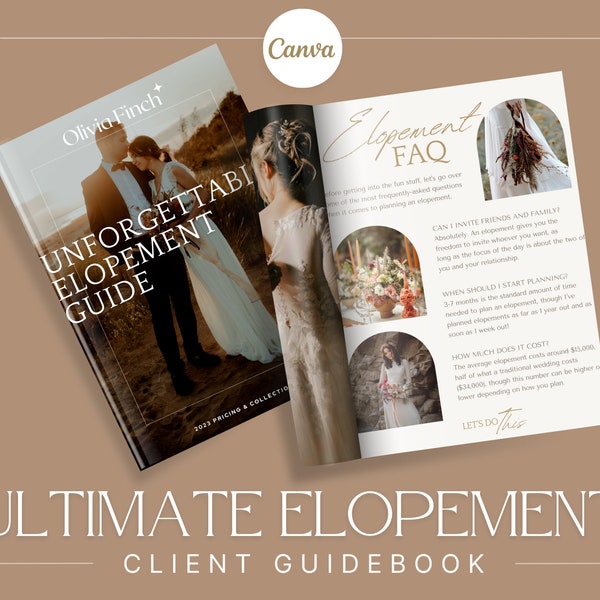 BOHO Elopement Photography Canva Template: Editable Price Client Guide, Elopement Photography Pricing Guide, Digital Magazine PDF Brochure