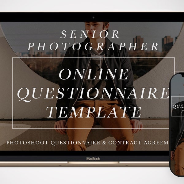 Senior Photographer Questionnaire Template, Online Senior Photography Photoshoot Session Question Form, Grad Portrait Client Contact Form