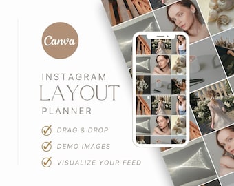 Szablon Canva do planowania kanału Instagram: układ „przeciągnij i upuść” (pobranie cyfrowe)