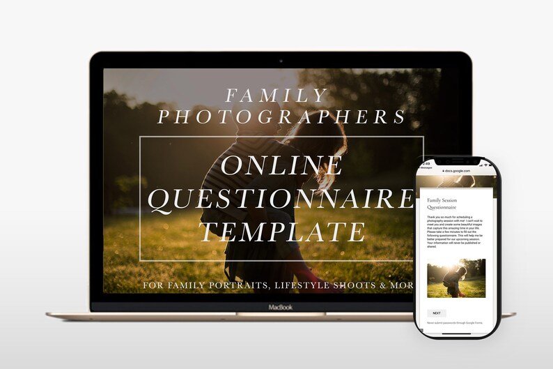 Family Photographer Template Questionnaire Family Photography Etsy