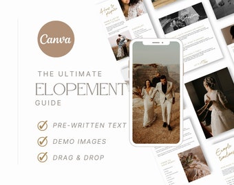 Elopement Photography Guide: Canva Template, Client Pricing (Digital Magazine)