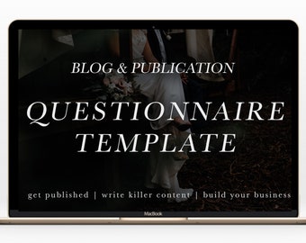 Wedding Blog Questionnaire Template, GET PUBLISHED! Photography Forms, Wedding Photographer Form Template, Online Wedding Questionnaire Form