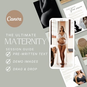Maternity Photography Client Guide: Editable Canva Template (Digital Magazine)