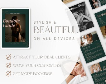 Teal Boudoir Photography Client Guide: Canva Template (Digital Magazine)
