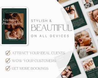 Teal Newborn Photography Pricing Guide Canva Template (Digital Download)