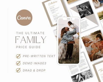 Family Photography Price Guide Canva Template (Digital Download)