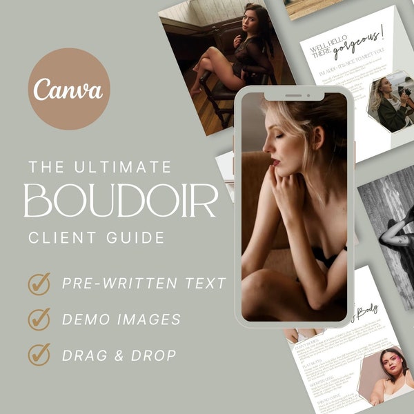 GOLD Boudoir Photography Canva Template: Editable Price List Client Guide, Boudoir Photography Pricing Guide, Digital Magazine PDF Brochure