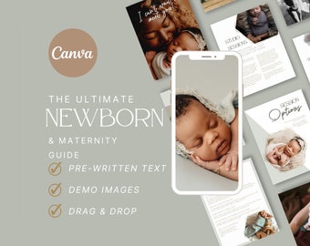 GOLD Newborn and Maternity Photography Canva Template Editable Price Client Guide Photography Pricing Guide, Digital Magazine PDF Brochure