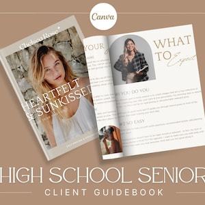 Boho Senior Photography Welcome Guide: Canva Template (Digital PDF)