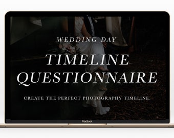 Wedding Photography Timeline Questionnaire Template (Digital Download)