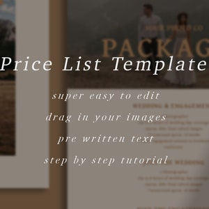 Price List Template For Photographers, Pricing Guide, Price Sheet PDF, Pricing Sheet, Photoshop Template, Photography Price List image 2