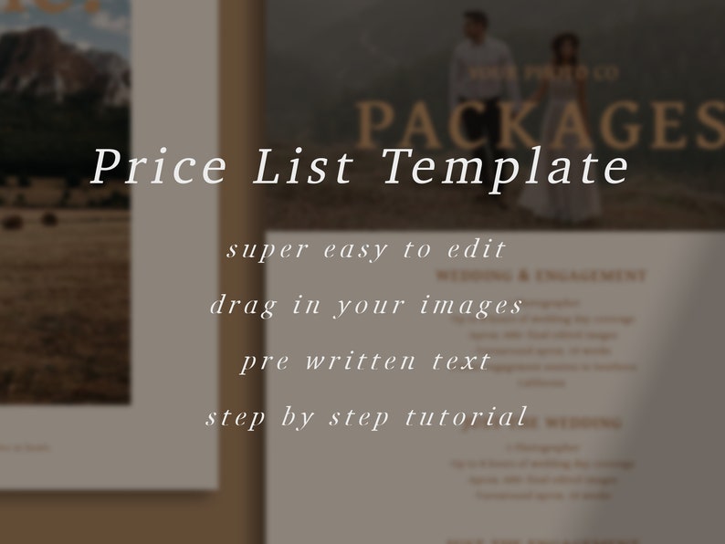 Price List Template For Photographers, Pricing Guide, Price Sheet PDF, Pricing Sheet, Photoshop Template, Photography Price List image 2
